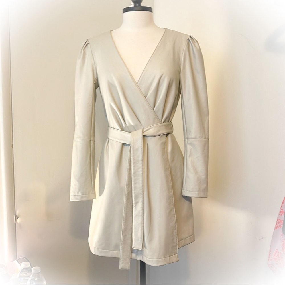 💕7 For All Mankind Cream Faux Leather Wrap Dress💕